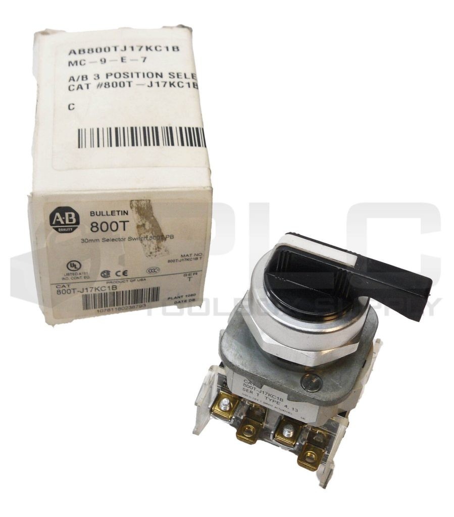 NEW ALLEN BRADLEY 800T-J17KC1B SELECTOR SWITCH W/ (2) 800T-XA /D *READ*