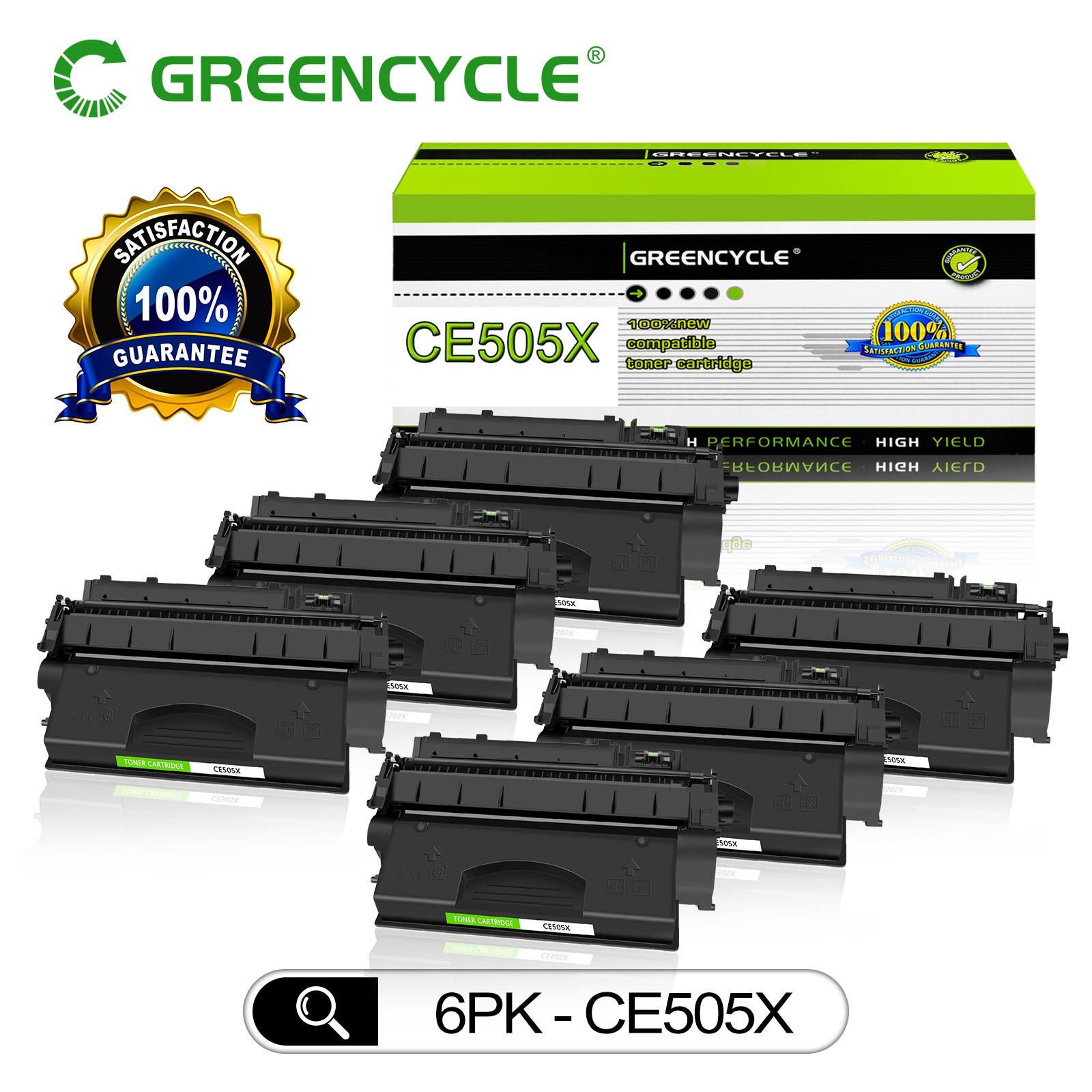 Greencycle - 6 Pack CE505X 80X Toner for HP LaserJet Pro 400 M401dw MFP M425dn