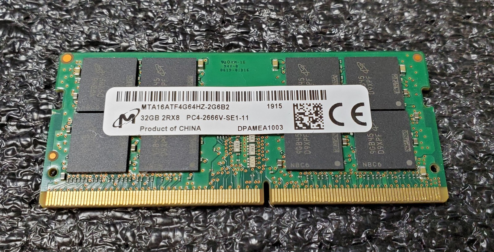 32GB (1x32GB) Crucial Micron PC4-2666V DDR4 Laptop RAM MTA16ATF4G64HZ-2G6B2