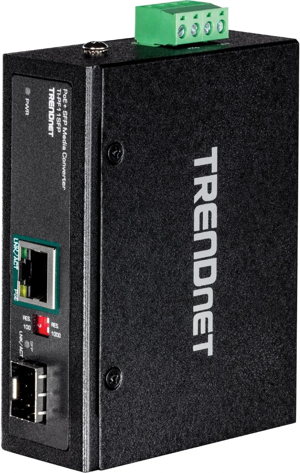 TRENDnet Industrial SFP to Gigabit PoE+ Media Converter Model TI-PF11SFP