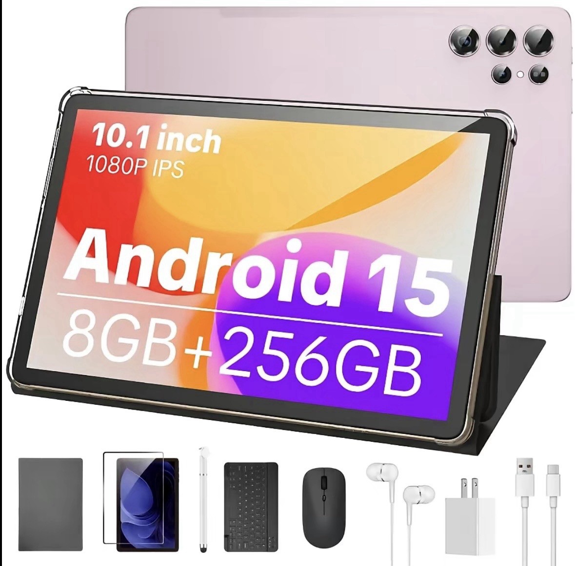 W&O 2026 Android 15, 11-inch Tablet, 12GB RAM + 256GB Expandable Storage, Large