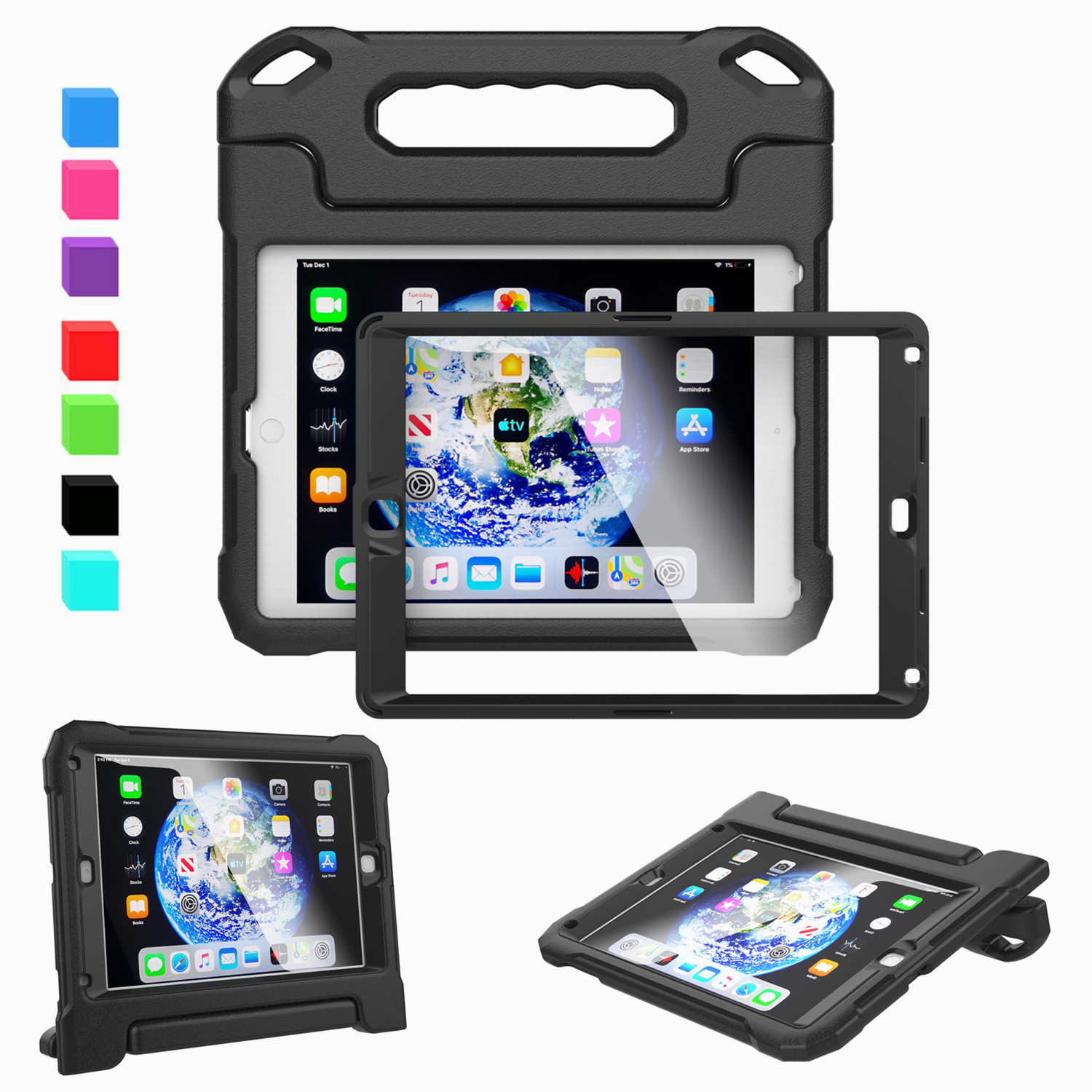 For Apple 9.7" iPad Air / Air 2 - Kids Case with Built-in Screen Protector Cover