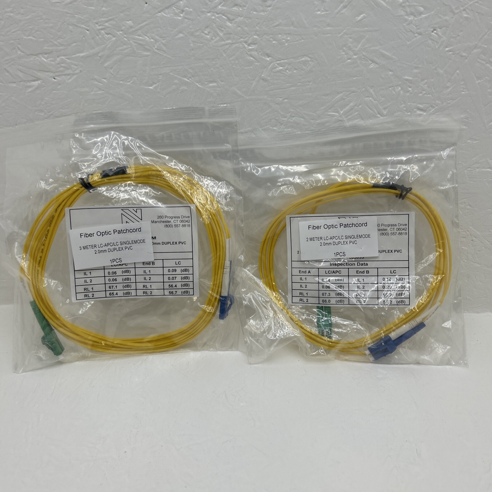 LC/APC - LC/APC Fiber Patch Cable Jumper 2 & 3 meter duplex singlemode. Qty 2