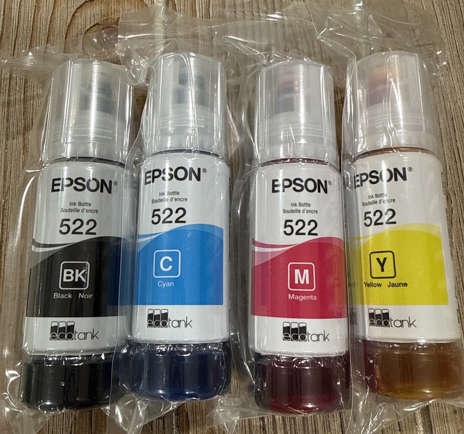 Epson T522 Black/Cyan/Magenta/Yellow Refill Ink Bottle Kit