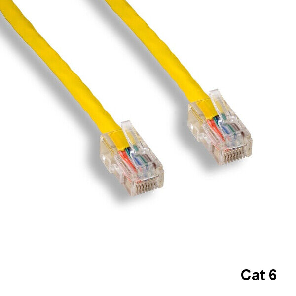 Yellow 25 Feet Non-Booted Cat6 UTP Patch Cable RJ-45 550MHz Gigabit Ethernet