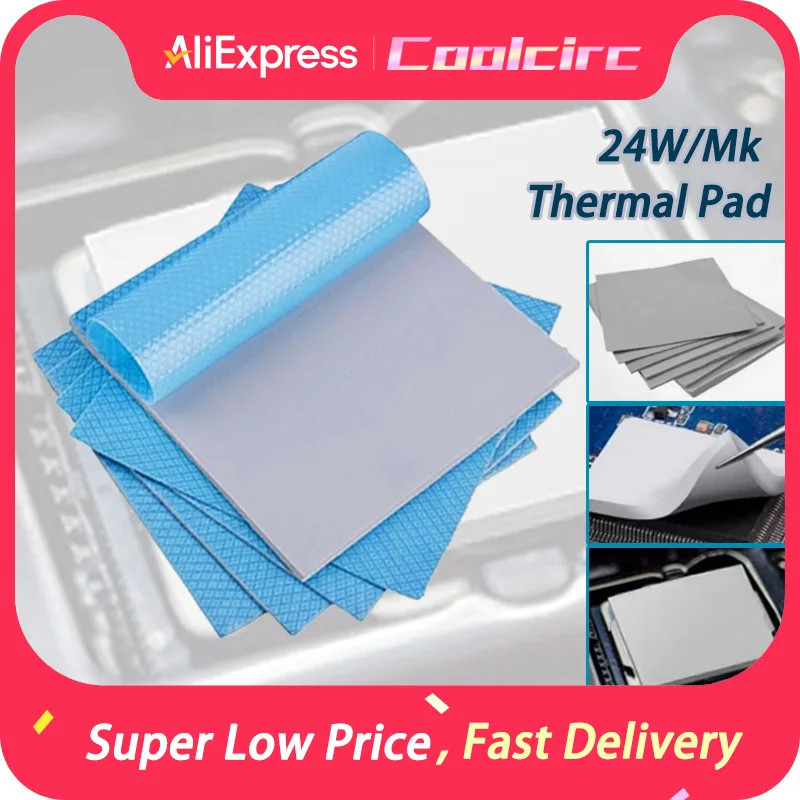 24W/Mk Thermal Pad 80X40Mm/100X100Mm Size for GPU CPU Radiator Cooling Conductiv