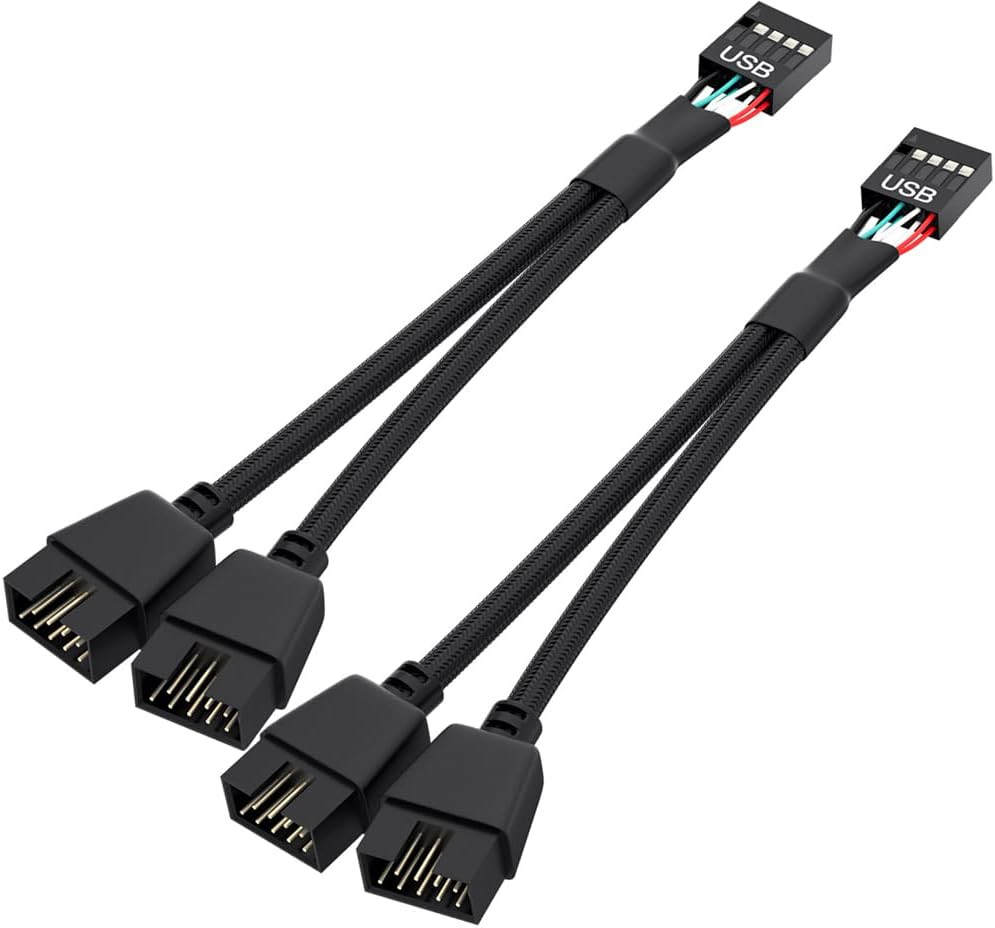 Owltree 2 Pack Motherboard USB 2.0 to Dual 9 Pin Extension, USB Header Splitter