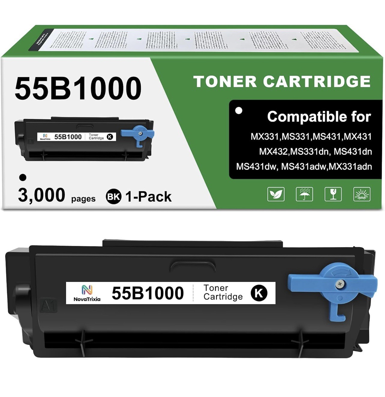 55B1000 Toner Black Compatible Cartridge for MS331 MS431 MX331 MX431