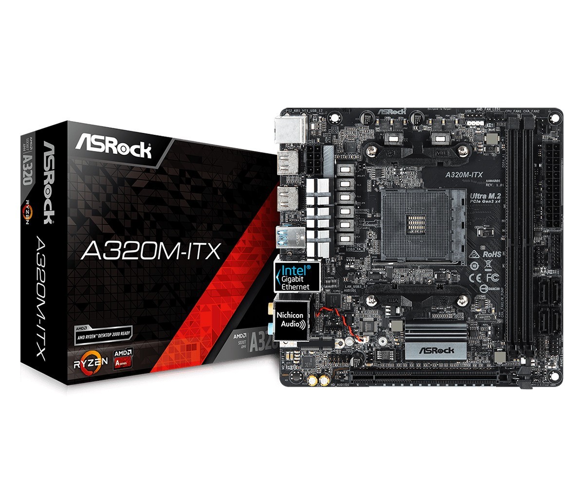ASRock A320M-ITX Motherboard AMD A320 Socket AM4 D4 M.2 Mini-ITX HDMI Ryzen RJ45