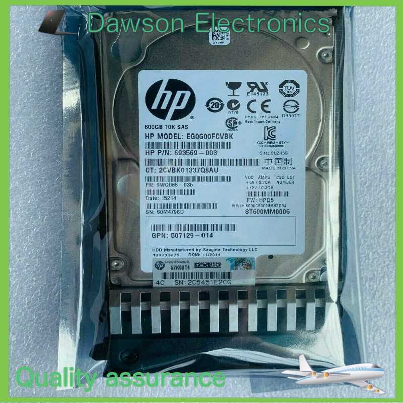 HP 581286-B21 581311-001 600GB 10K 2.5" 6G SAS HDD DP