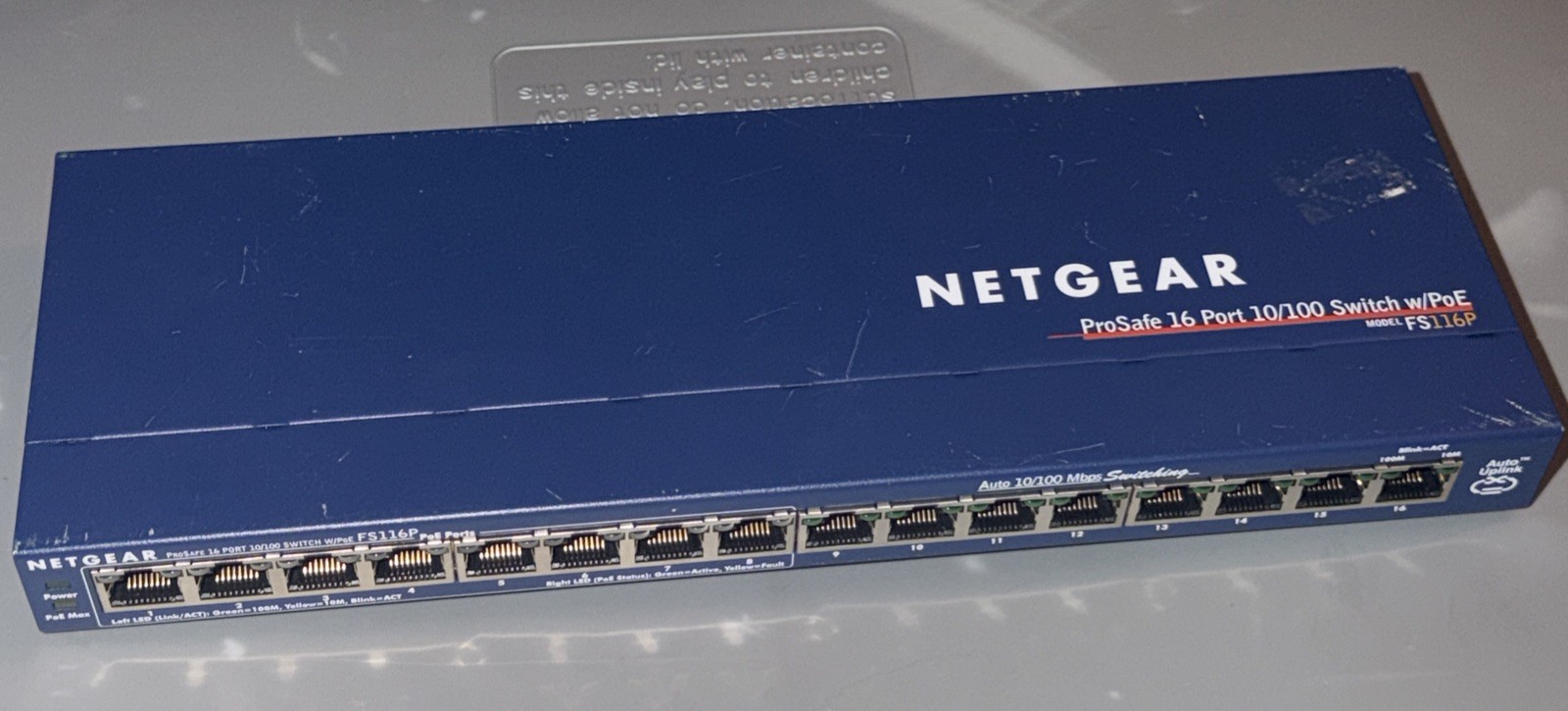 NetGear  ProSafe (FS116P) 16-Ports External Switch NO POWER SUPPLY