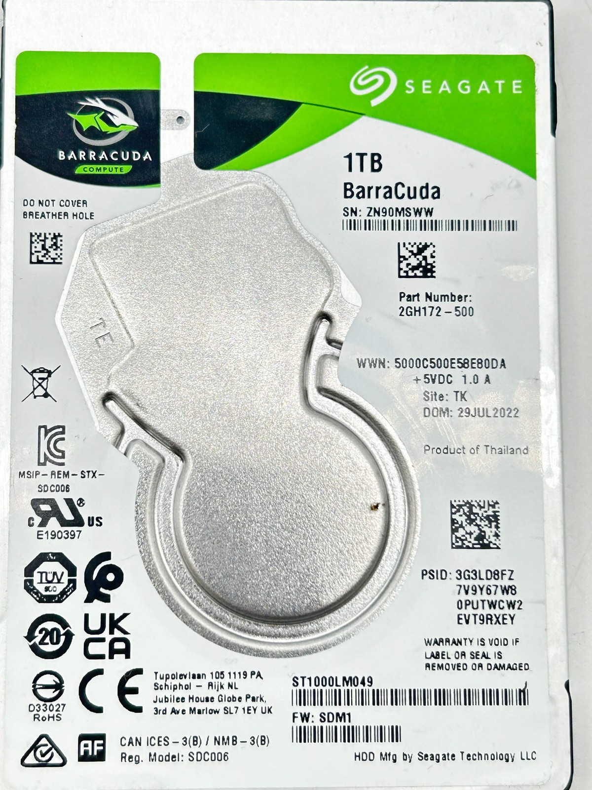 Seagate BarraCuda 1TB 2.5-inch 7200 RPM SATA III Laptop Hard Drive ST1000LM049
