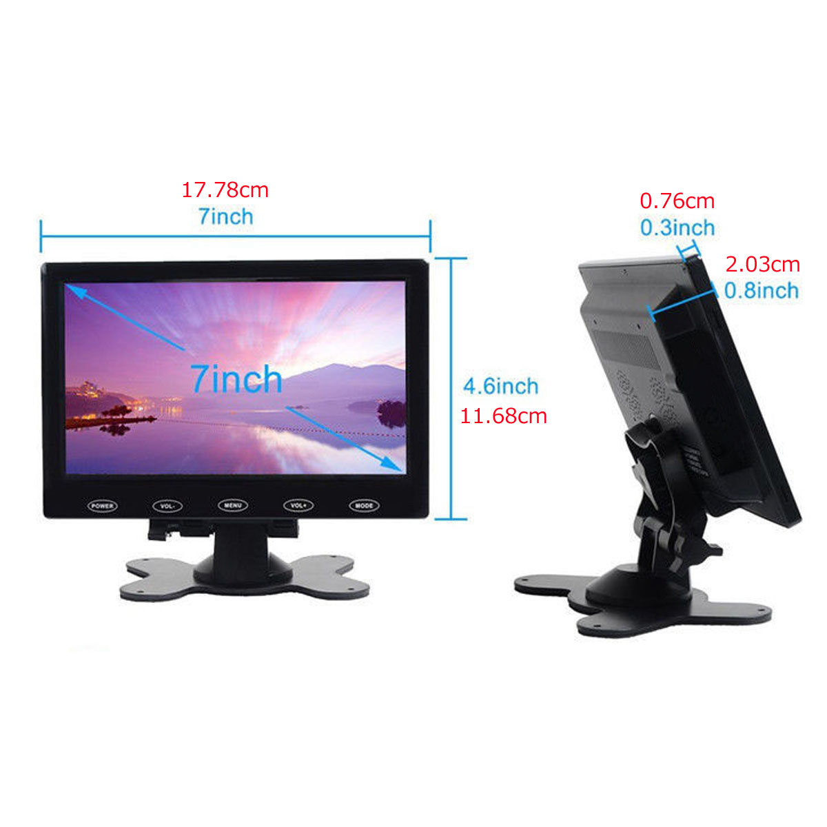 7"/9"/10.1" LCD CCTV Monitor PC Screen AV/RCA/VGA/HDMI 1080P for Raspberry