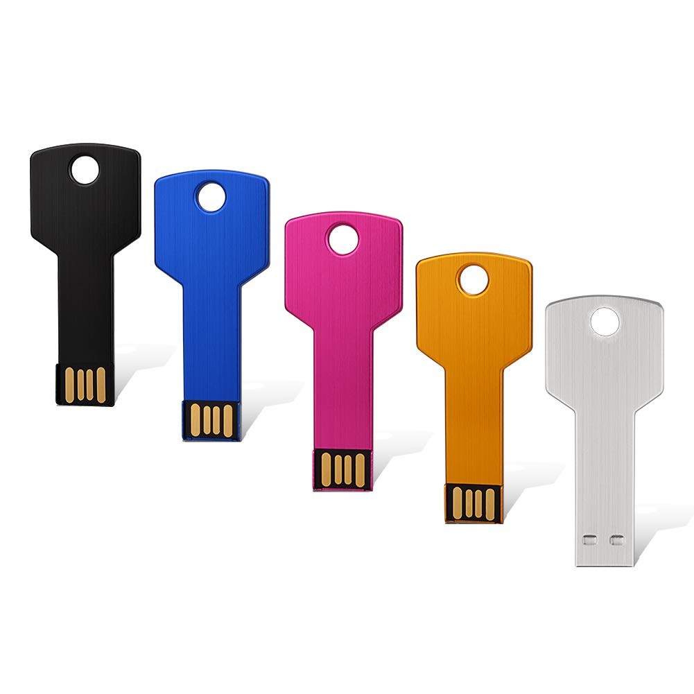 16GB Key Shape USB Flash Drive 5 Pack, Metal Thumb Drive USB2.0 Flash Disk Me...