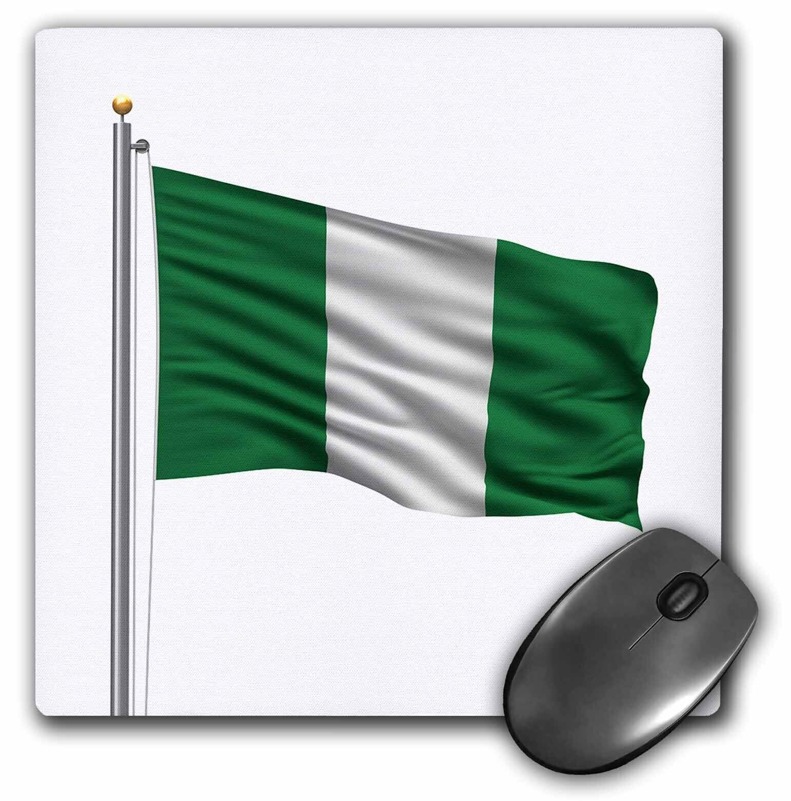 3dRose Flag of Nigeria on a flag pole over white Nigerian MousePad