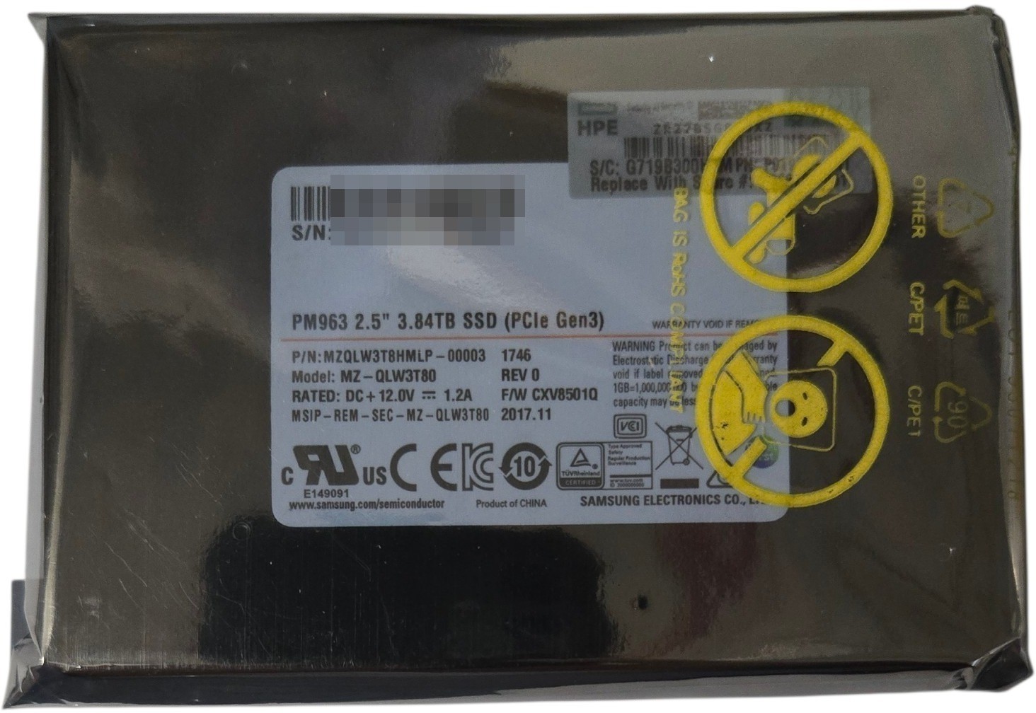 NEW Samsung PM963 2.5" NVMe U.2 Enterprise Class SSD MZ-QLW3T80