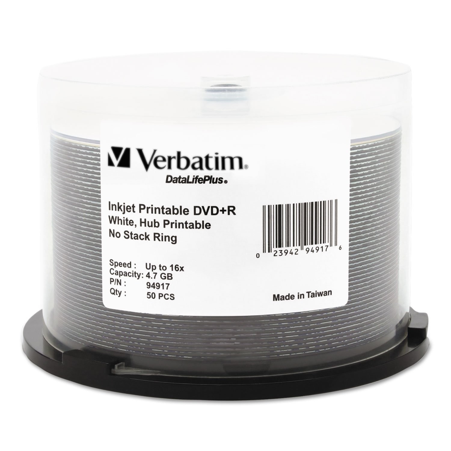 Verbatim Datalifeplus Printable DVD R 8x Discs 50 Pack 4.7GB High Quality Arc...