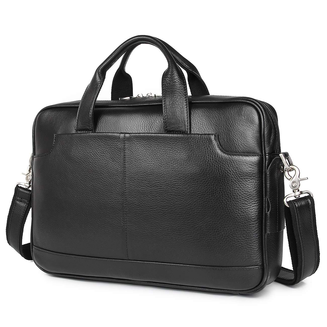 Leather Laptop Briefcase 15.6 Inch Waterproof Messenger Work Bag
