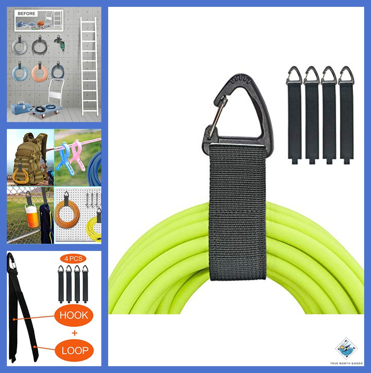 Extension Cord Holder Organizer 16 Inch 4 Pack Heavy Duty for Garage Storage