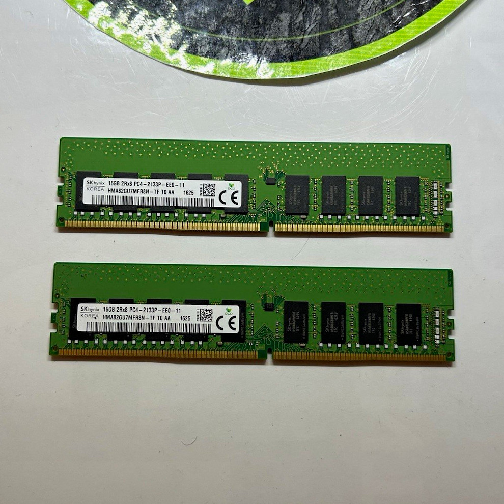 32GB (2x16GB) SK Hynix DDR4-2133 ECC UDIMM RAM Lot HMA82GU7MFR8N-TF-T0