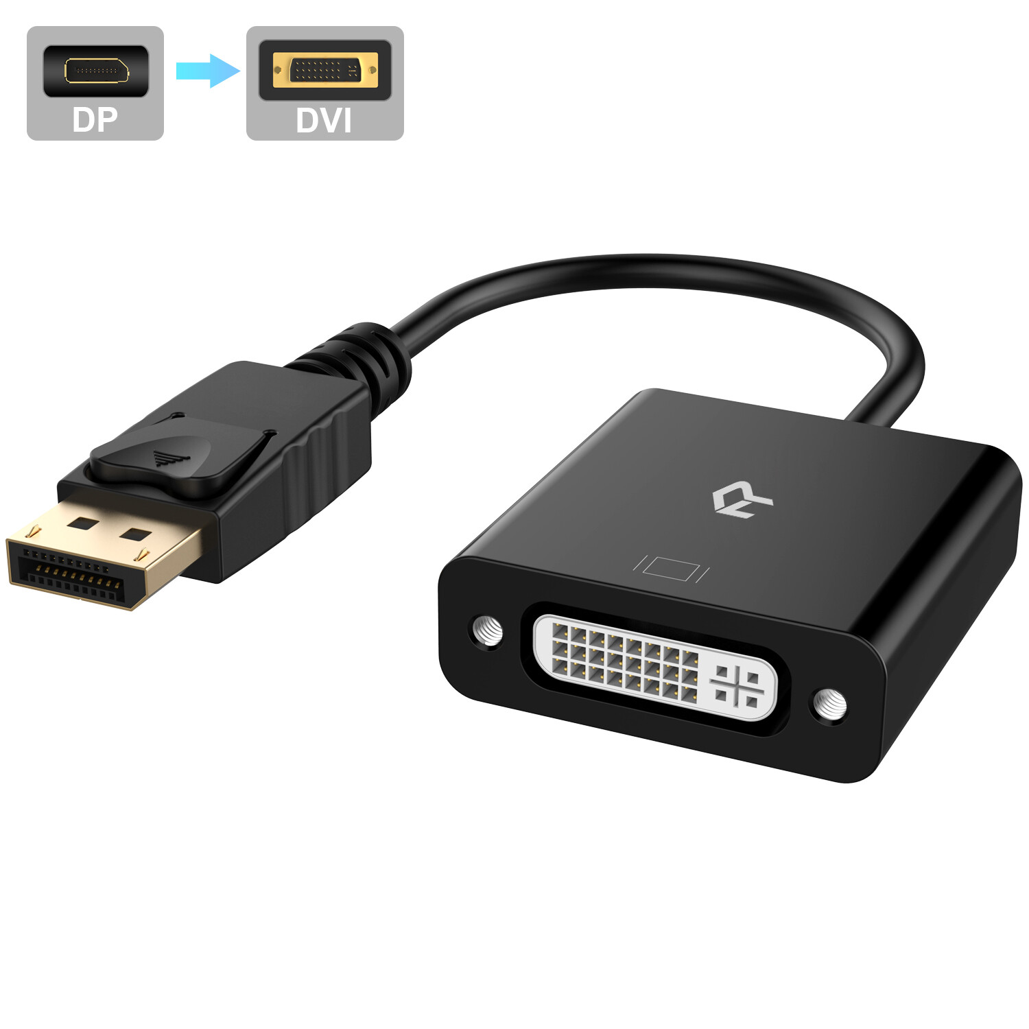 Rankie DP to DVI Adapter DisplayPort to DVI Male to Female Converter Gold Plated