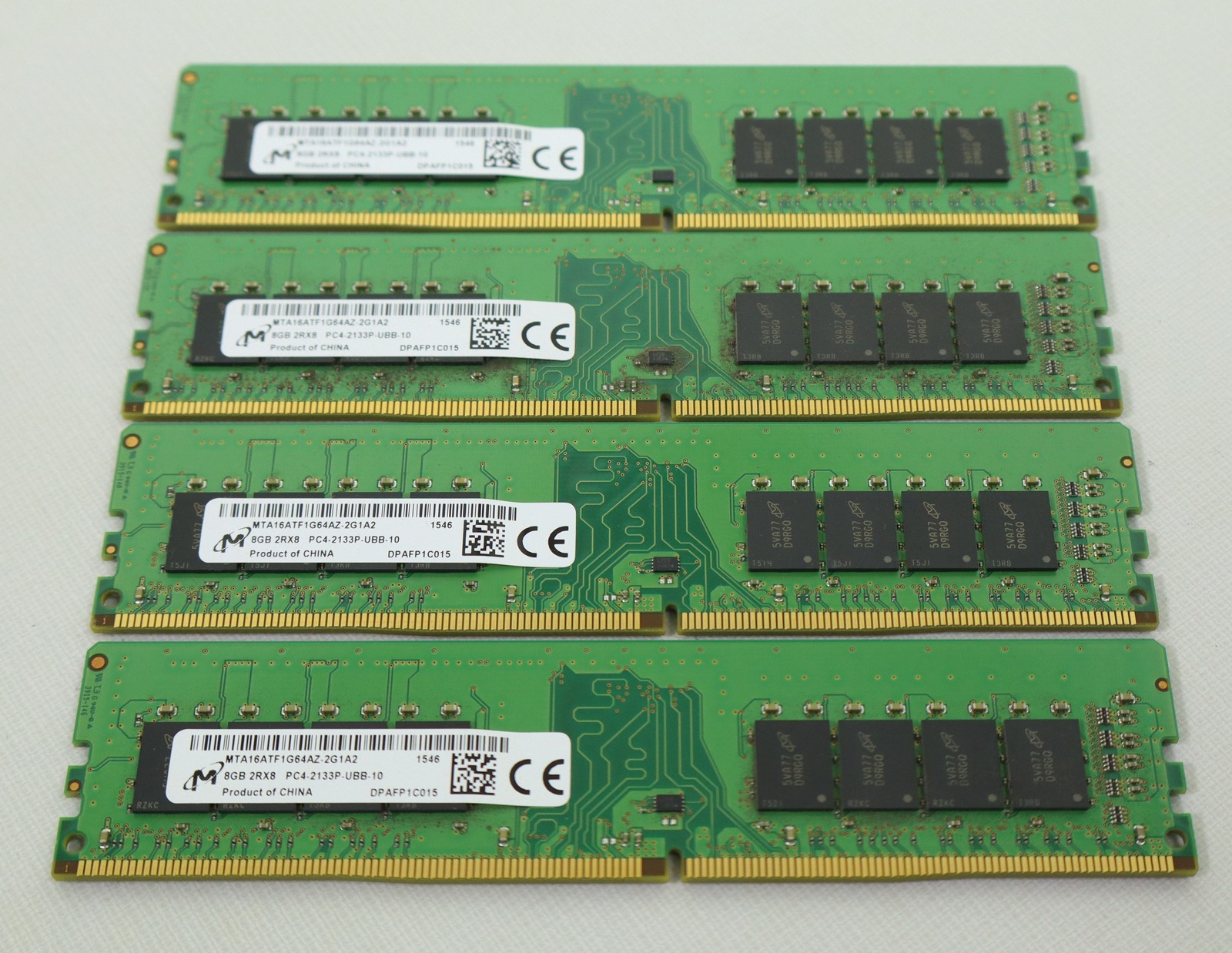 Lot of 4x Micron 8GB 2Rx8 PC4-2133P DDR4 UDIMM Desktop RAM
