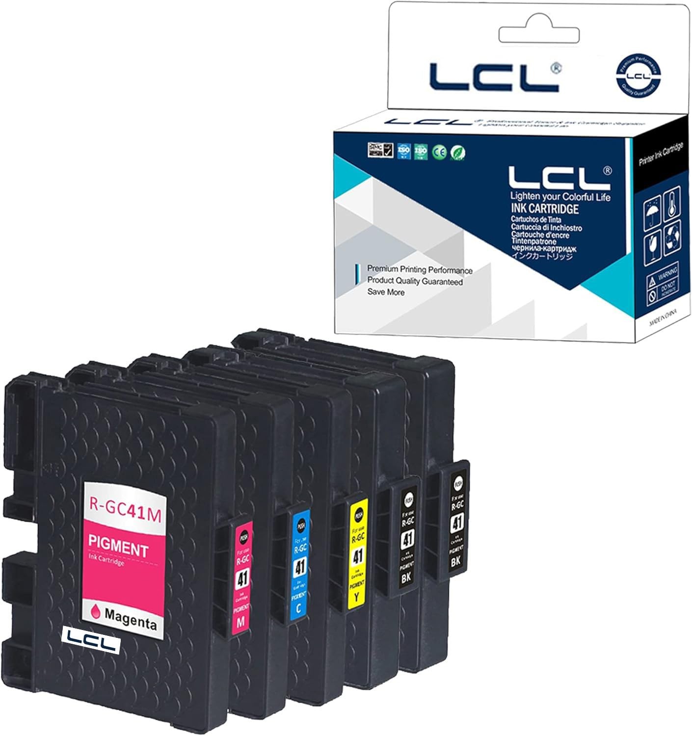 LCL Compatible Ink Cartridge Pigment Replacement for Ricoh GC-41 GC41 GC41K GC41