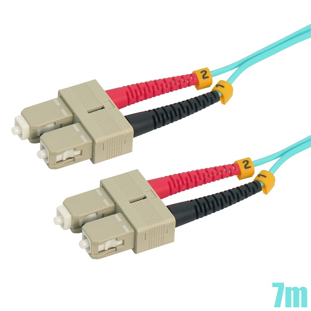 7M SC UPC to SC UPC OM4 Multi Mode 50/125 Duplex Fiber Optic Patch Cable Aqua