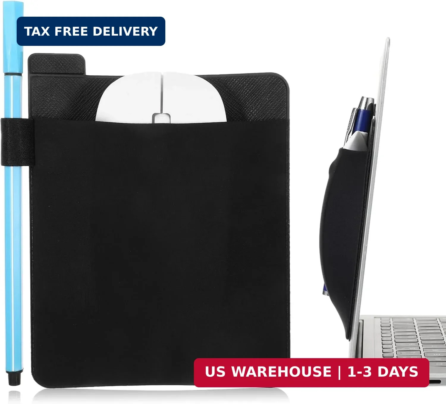 Mouse Holder for Laptop, Portable Stick-On Mouse Pouch Reusable Adhesive Mice Po