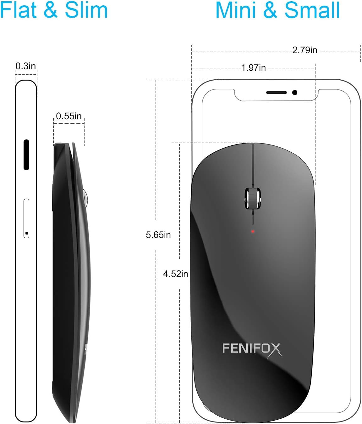 Wireless Bluetooth Mouse, Ultra-Thin Flat and Slim Silent USB-C Rechargeable ...