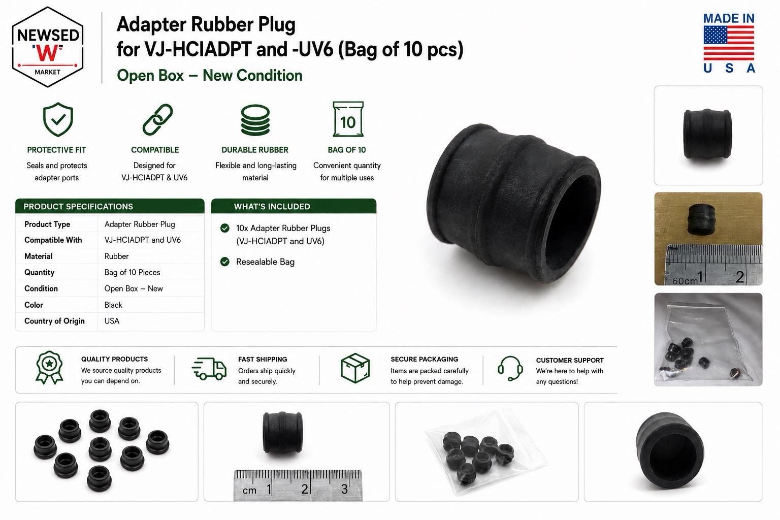 Adapter rubber plug for VJ-HCIADPT and -UV6 (bag of 10 pcs)