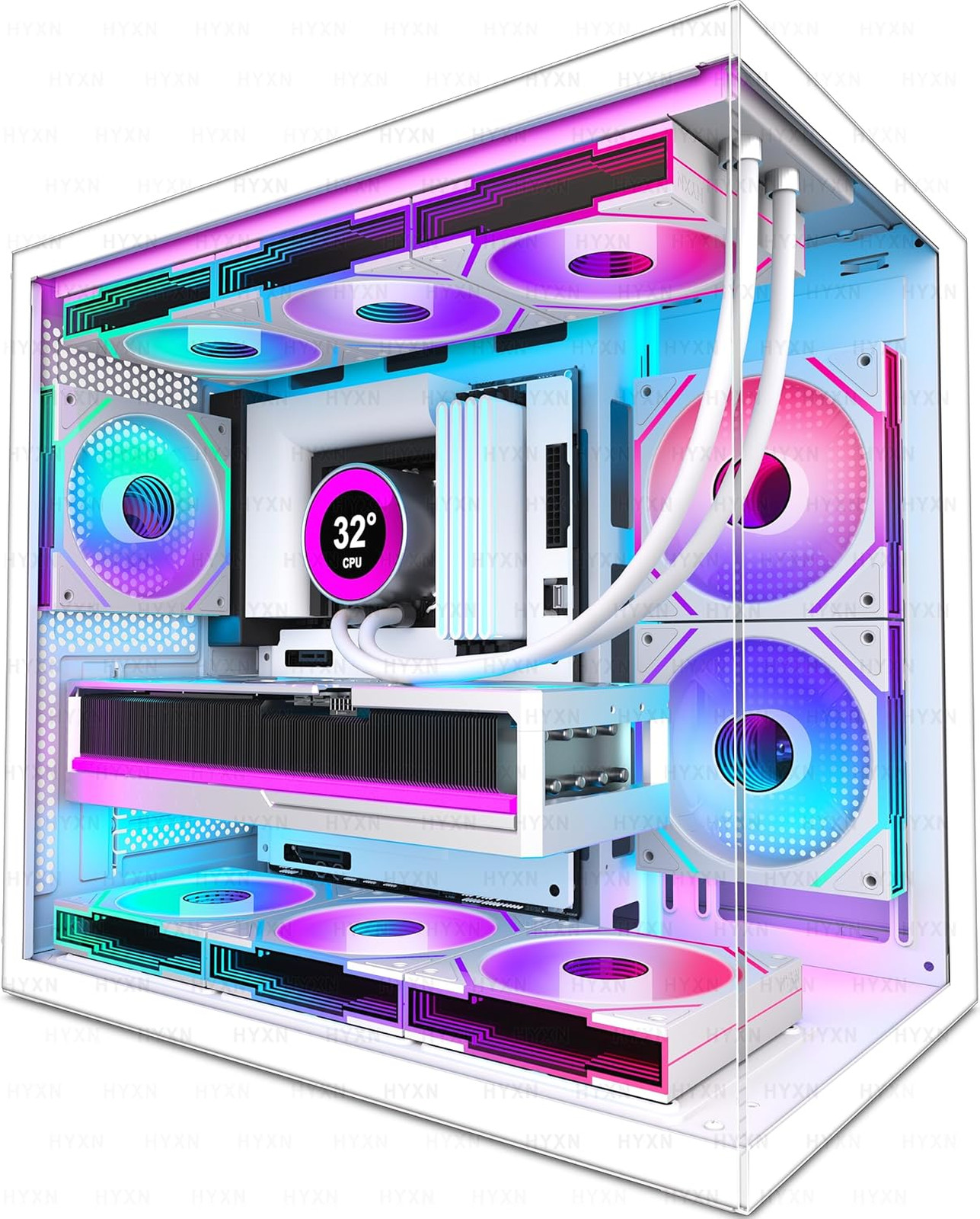 H3 ATX PC Case - Pre-Installed with 6 Infinity Mirror PWM ARGB Fans - Compact