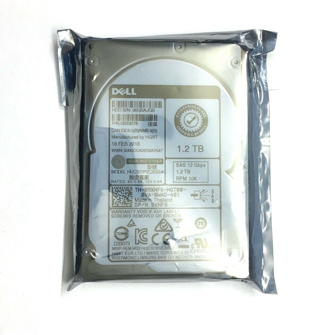 NEW DELL 9XNF6 09XNF6 HUC101812CSS204 1.2TB 12G 10K 2.5" SAS HDD HARD DRIVE