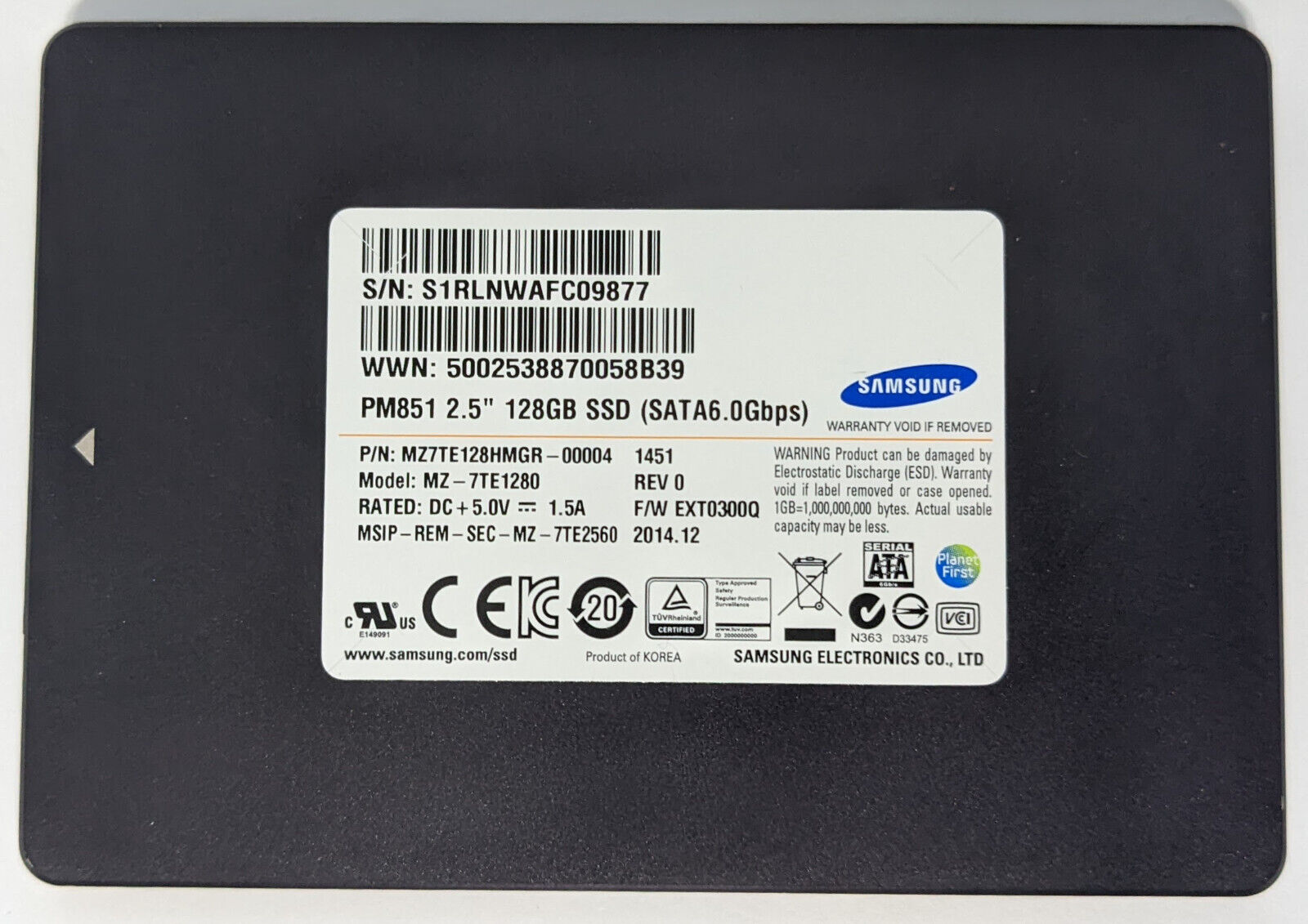 Samsung MZ-7TE1280 PM851 128GB 2.5