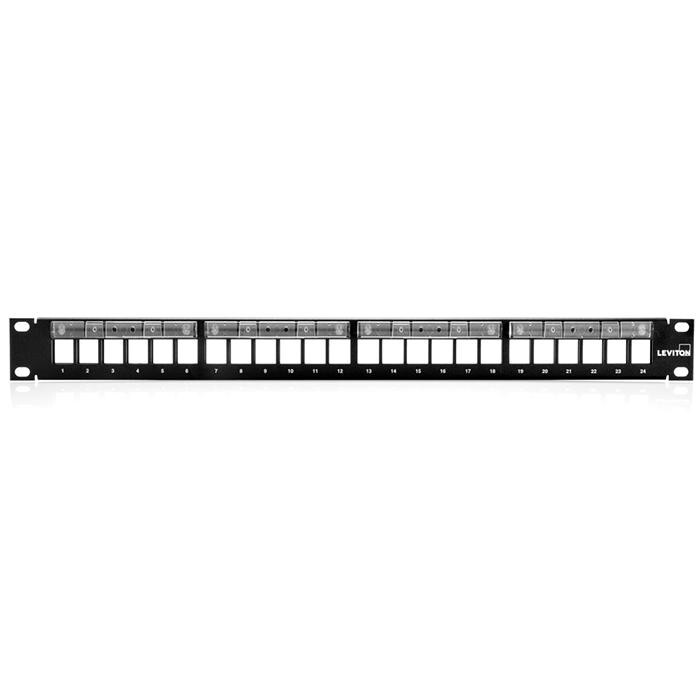 Leviton 49255-L24 1RU 24‑Port Patch Panel with Magnifying Lens Label Holder