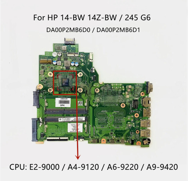 DA00P2MB6D0 FOR HP 245 G6 14-BW TPN-Q187 Laptop motherboard DDR4  A9 R5-M330 2G