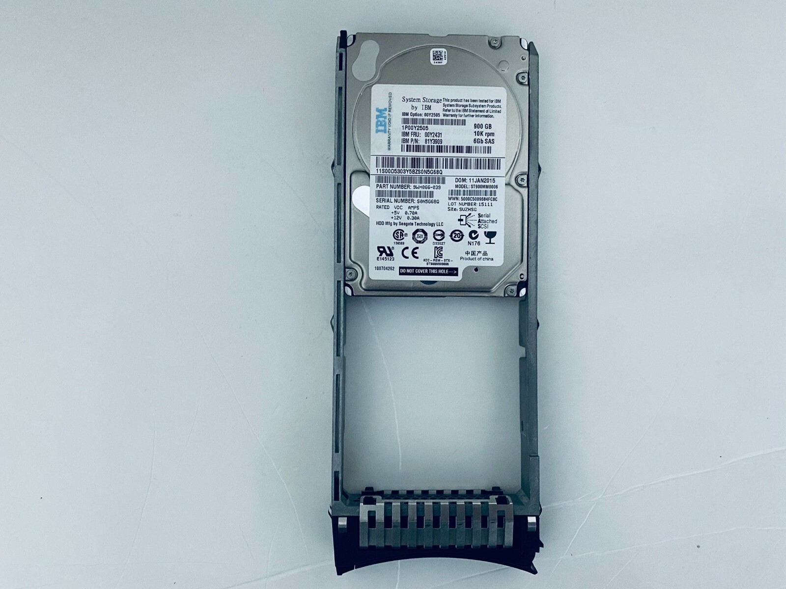 IBM 900GB 00Y2505 00MJ147 00Y2431 81Y3909 900GB 10K 6G 2.5" SAS V3700 HARD DRIVE