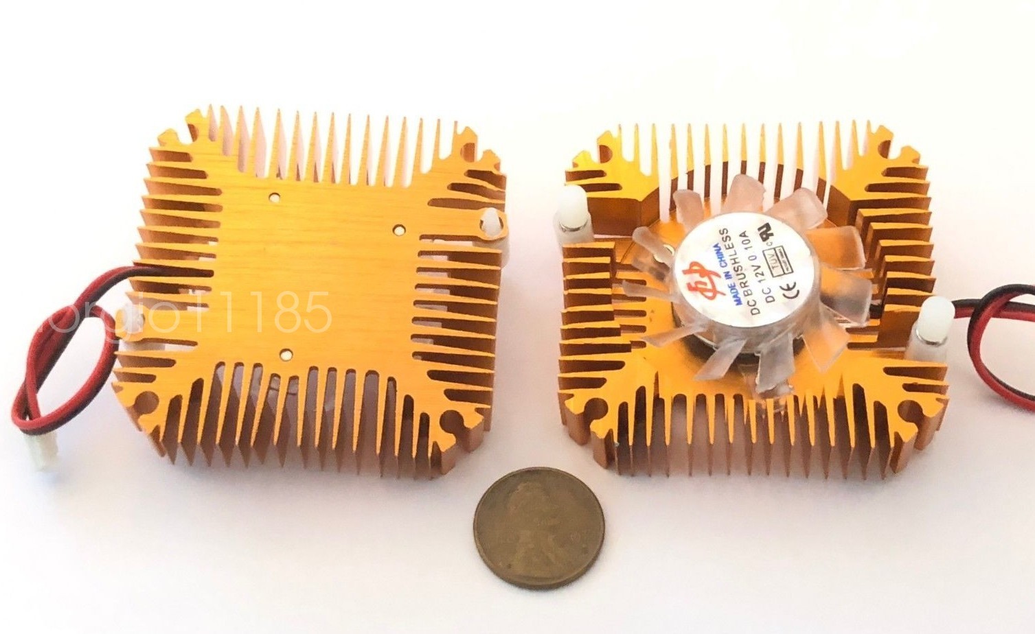 2 Pieces copper 12v 55mm 2PIN Aluminum Cooling Fan Heatsink Cooler VGA CPU