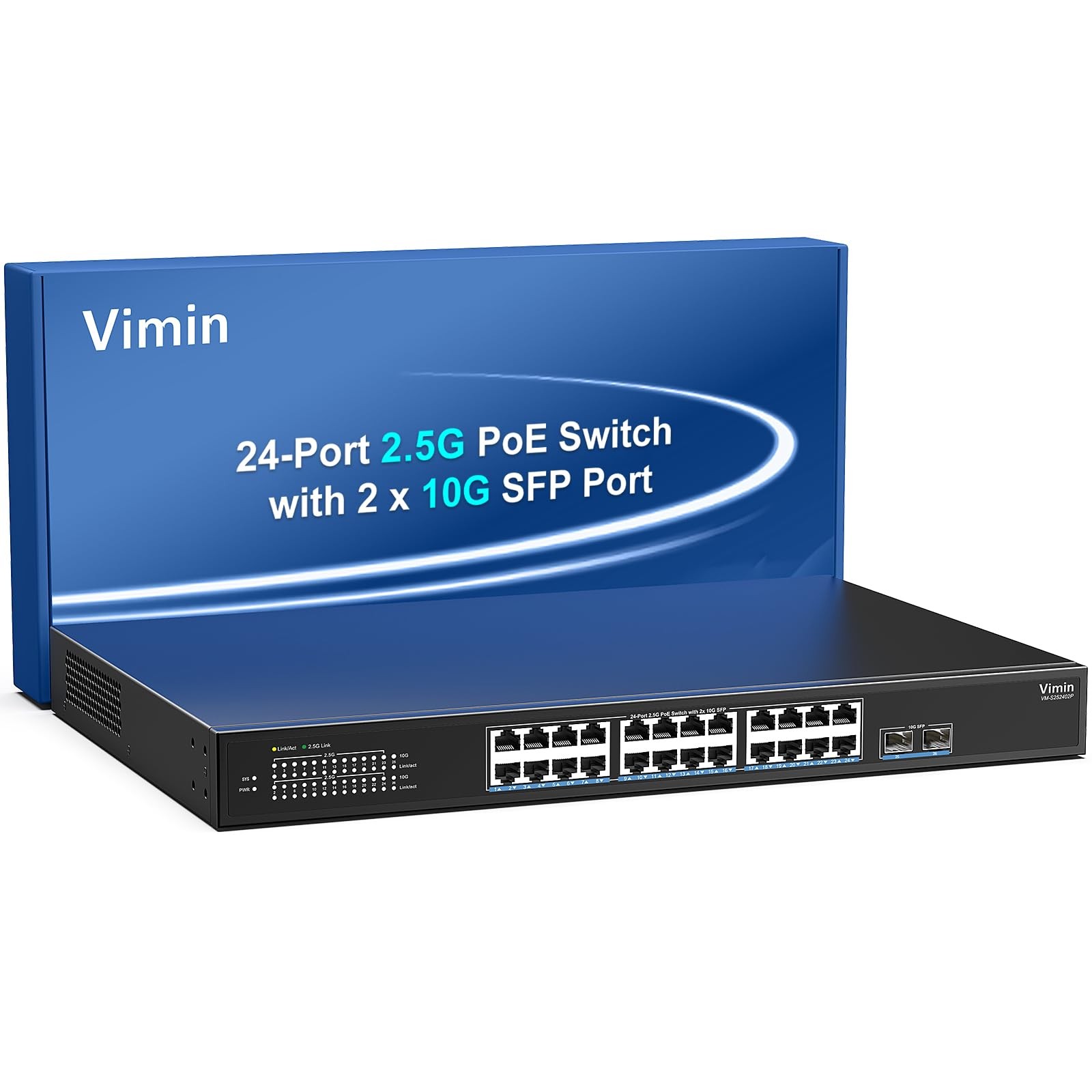 2.5G PoE Switch 24 Ports Unmanaged, 24 Port Poe Switch+2x 10G SFP