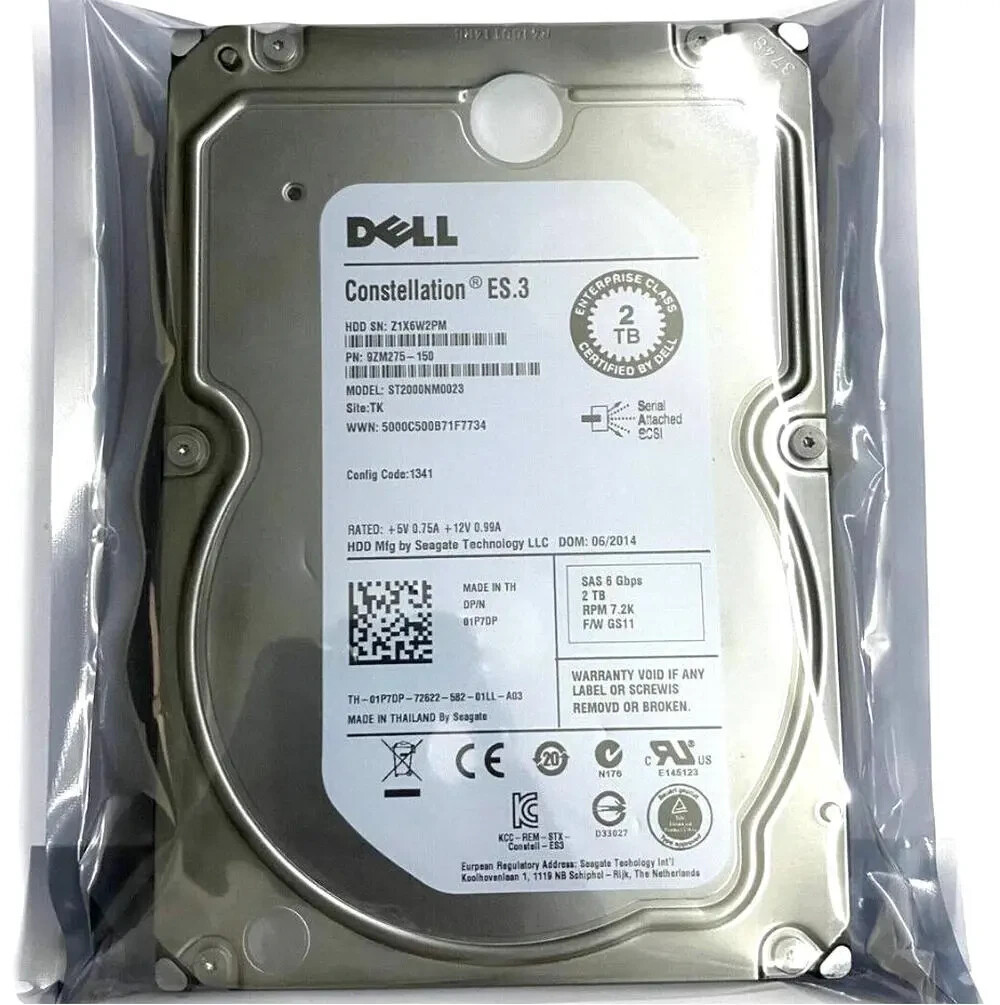 Compatible DELL 1P7DP 01P7DP 2TB 7.2K 6Gb/s 3.5" SAS ST2000NM0023 HDD