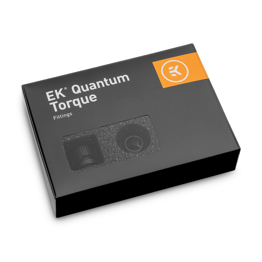 EKWB EK-Quantum Torque HDC-12 Rigid 12mm OD Compression Fitting, Black 6-Pack