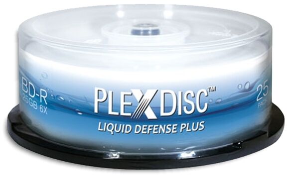 100-Pak PlexDisc 6X =Liquid Defense Plus= Glossy Water-Resistant Inkjet Hub BD-R