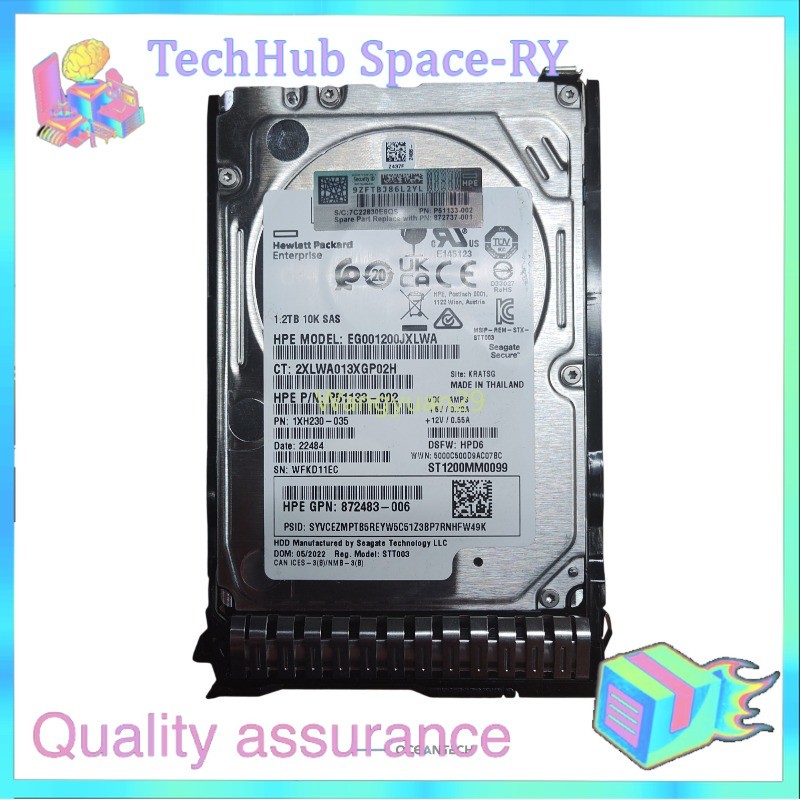 HPE P51133-002 Hard Drive EG001200JXLWA 1XH230-035 781578-001B 1.2TB SAS 10K 12G