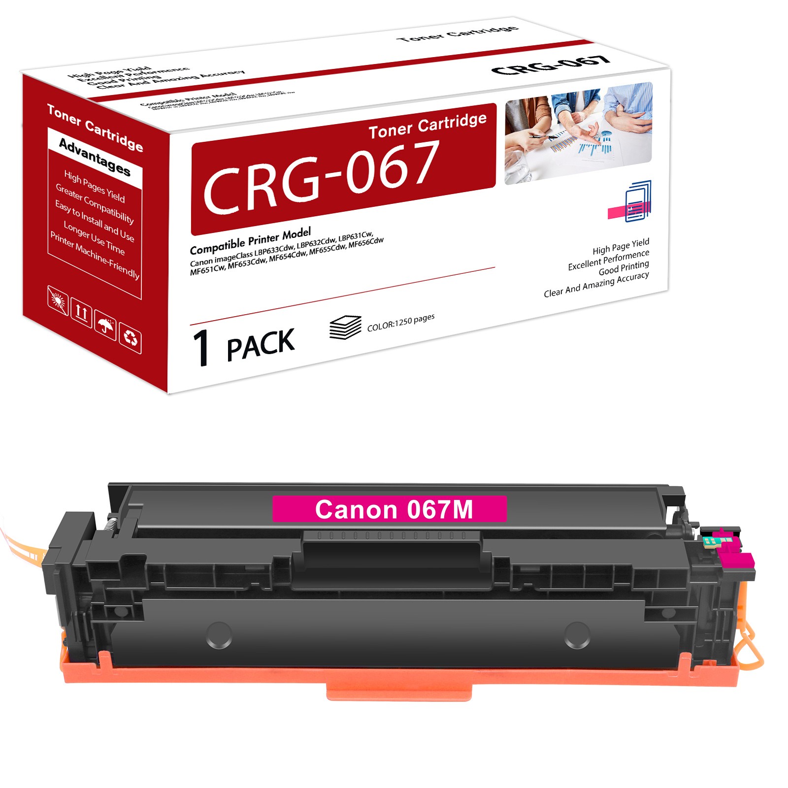 1 Pack Magenta Cartridge 067 Toner for Canon imageClass LBP632Cdw  LBP651Cdw