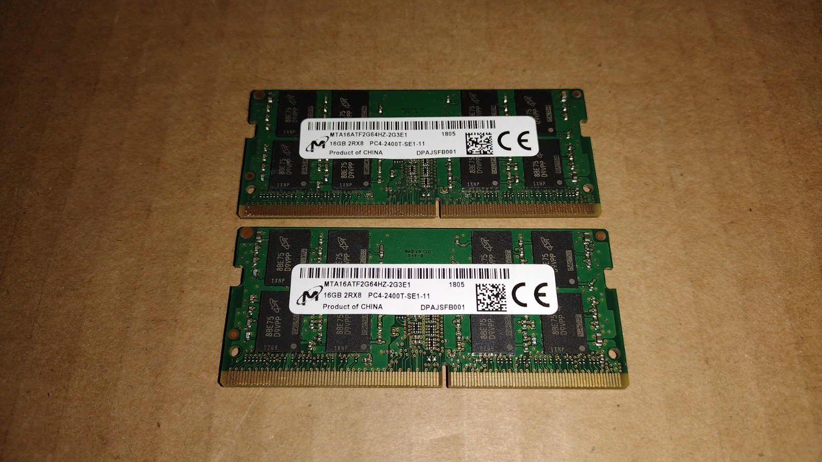Micron DDR4 SO-DIMM set of two(2x16GB) 32GB total 2400MHz MTA16ATF2G64HZ-2G3E1