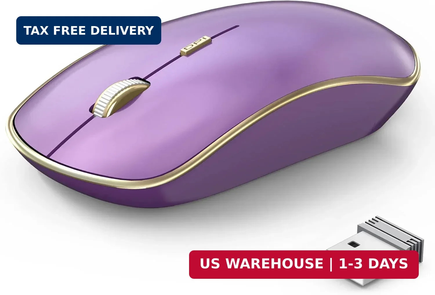 JOYACCESS Silent Wireless Mouse - 2.4G Portable & Ergonomic with 5 DPI Levels fo