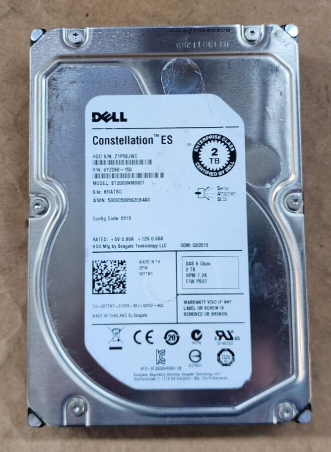 Dell 67TMT 2TB 7.2K 6Gbps NL-SAS Hard Disk Drive HDD