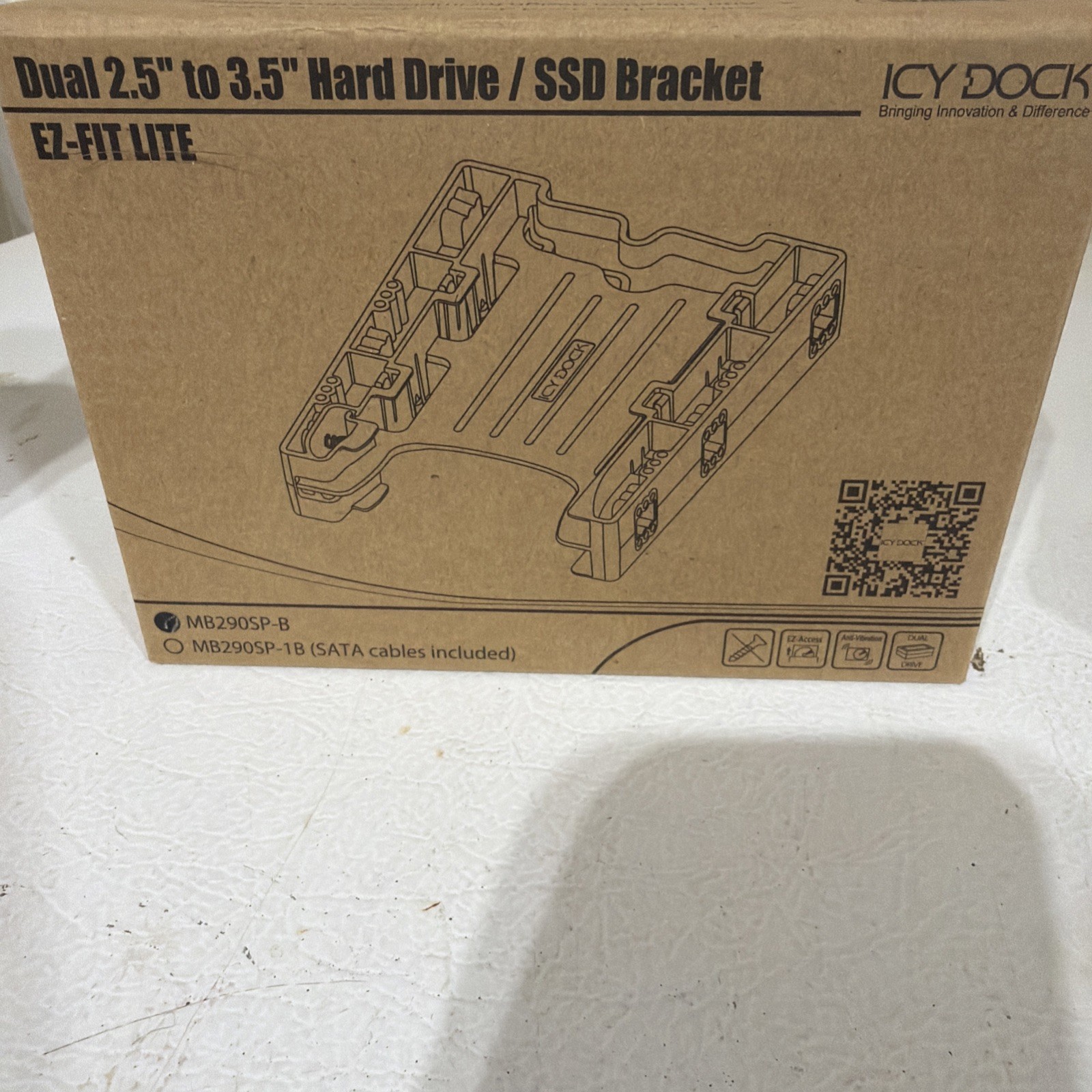 Icy Dock MB290SP-B | Tool-less Dual 2.5" to 3.5" HDD Drive Bay SSD Mount / Kit /