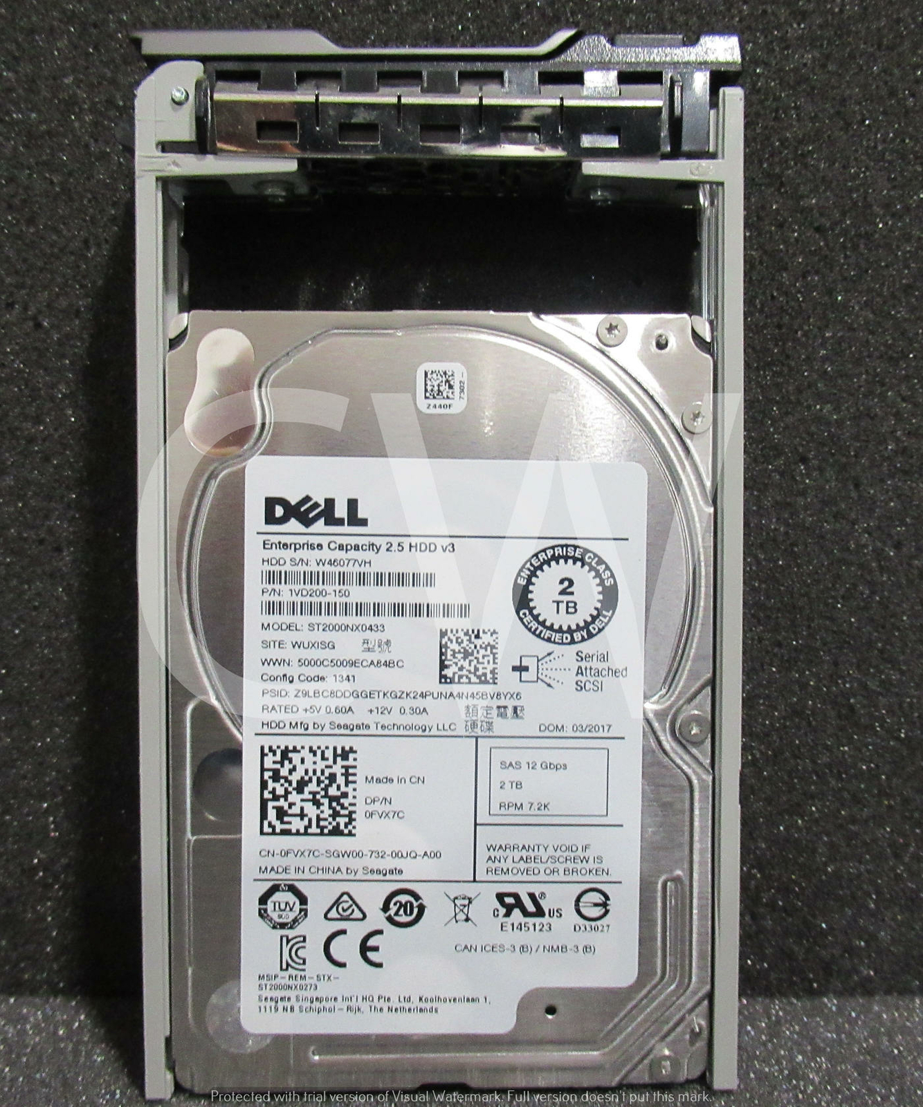 FVX7C 0FVX7C Dell ST2000NX0433 2TB 7.2K RPM 12Gb/s 2.5"SAS SERVER HDD Hard Drive