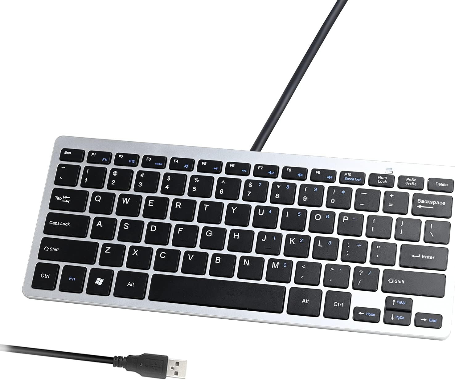 Upgraded PC Computer Laptop Mini USB Wired Keyboard for Mac and Windows